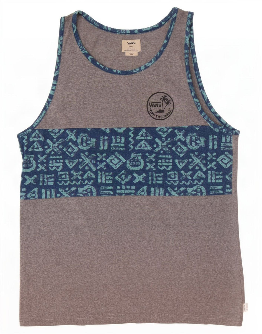 Vans Mens Graphic Vest Top Small Grey Geometric