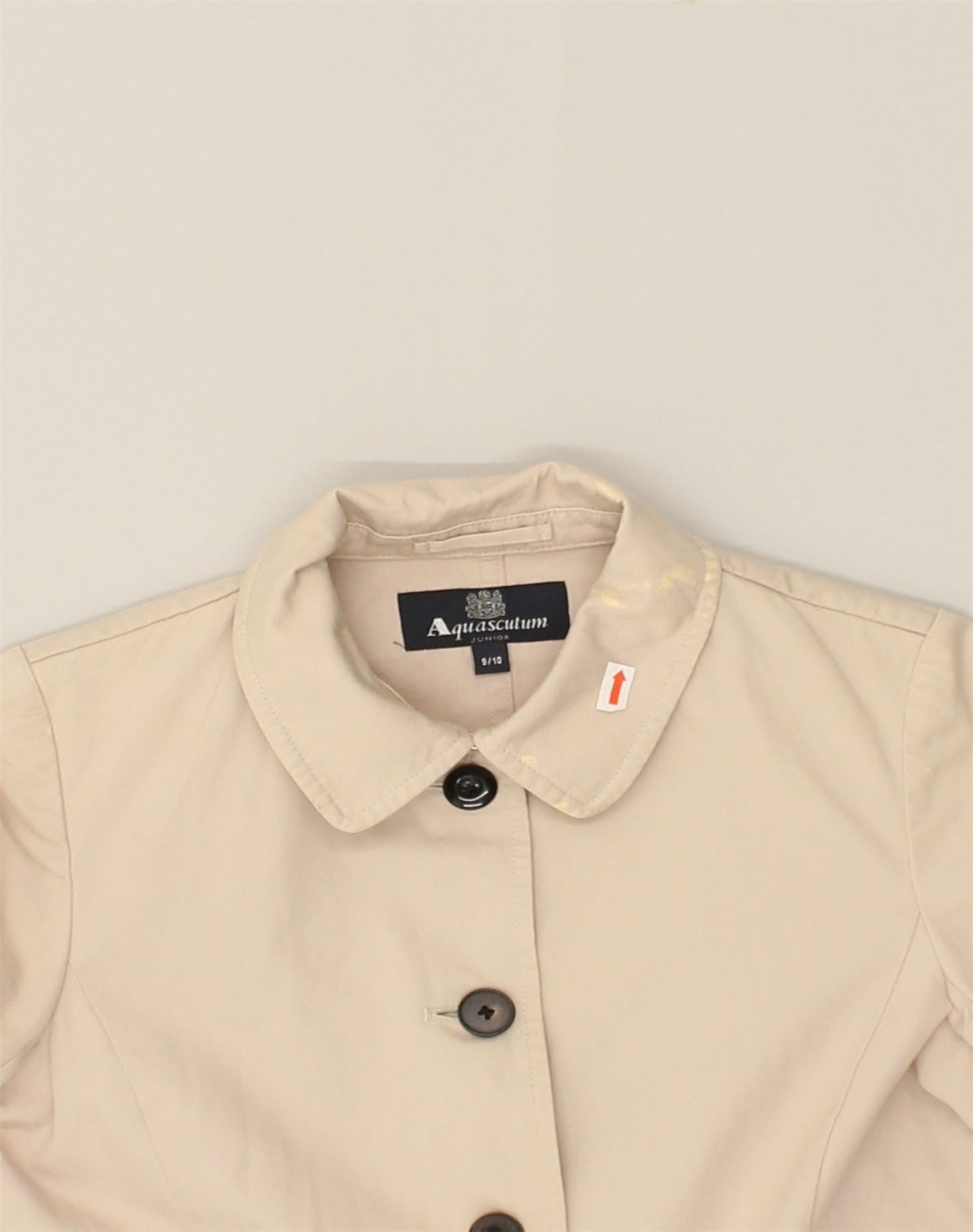 AQUASCUTUM Girls Overcoat 9 10 Years Beige Cotton Vintage