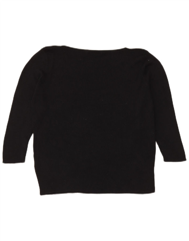 Marks & Spencer Womens Top 3/4 Sleeve UK 18 XL Black Silk