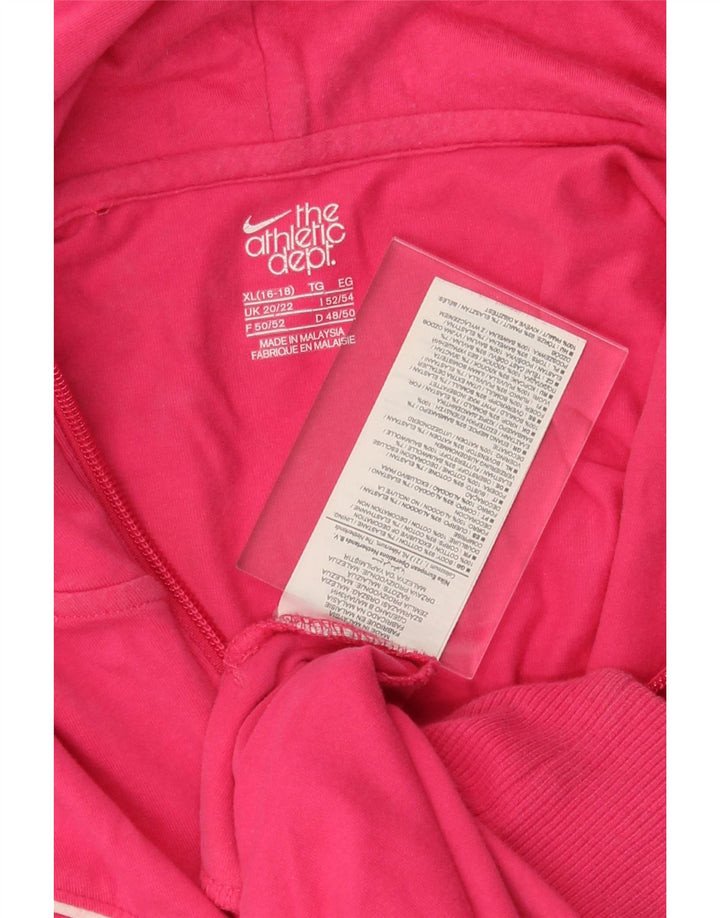 NIKE Womens Zip Hoodie Sweater UK 20/22 XL Pink Cotton Vintage Nike and Second-Hand Nike from Messina Hembry 