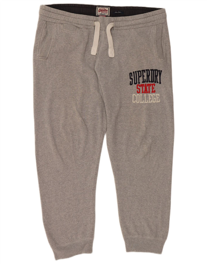 SUPERDRY Mens Graphic Slim Fit Tracksuit Trousers Joggers XL  Grey Cotton
