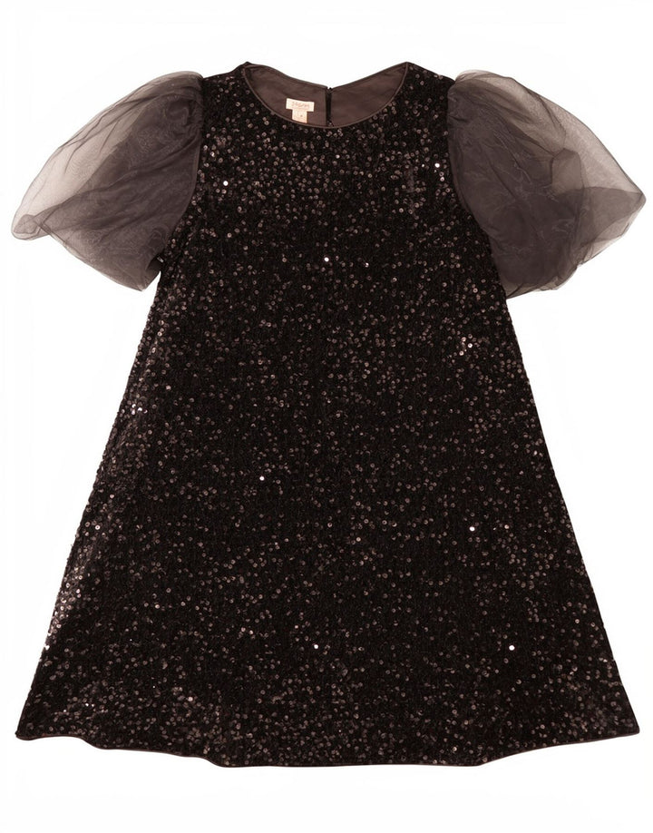 Monsoon Girls Sequin A-Line Dress 12-13 Years Black Polyester
