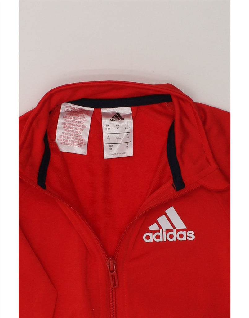 ADIDAS Boys Graphic Tracksuit Top Jacket 2-3 Years Red Polyester | Vintage Adidas | Thrift | Second-Hand Adidas | Used Clothing | Messina Hembry 