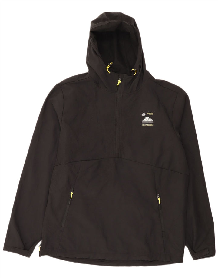 Crivit Mens Hooded Pullover Rain Jacket UK 38/40  Medium Black Polyester