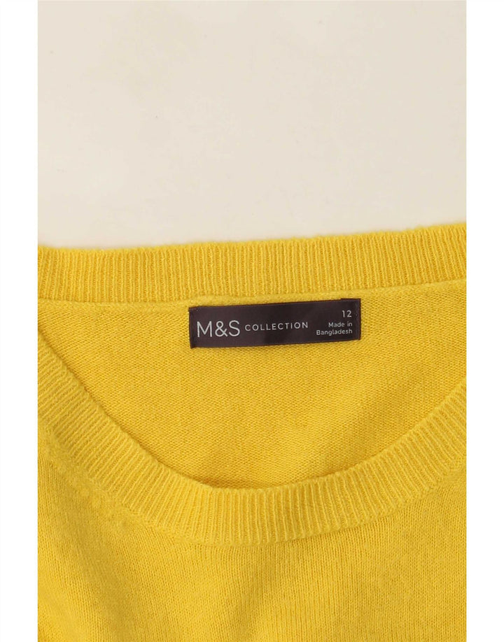 Marks & Spencer Womens Crew Neck Jumper Sweater UK 12 Medium Yellow