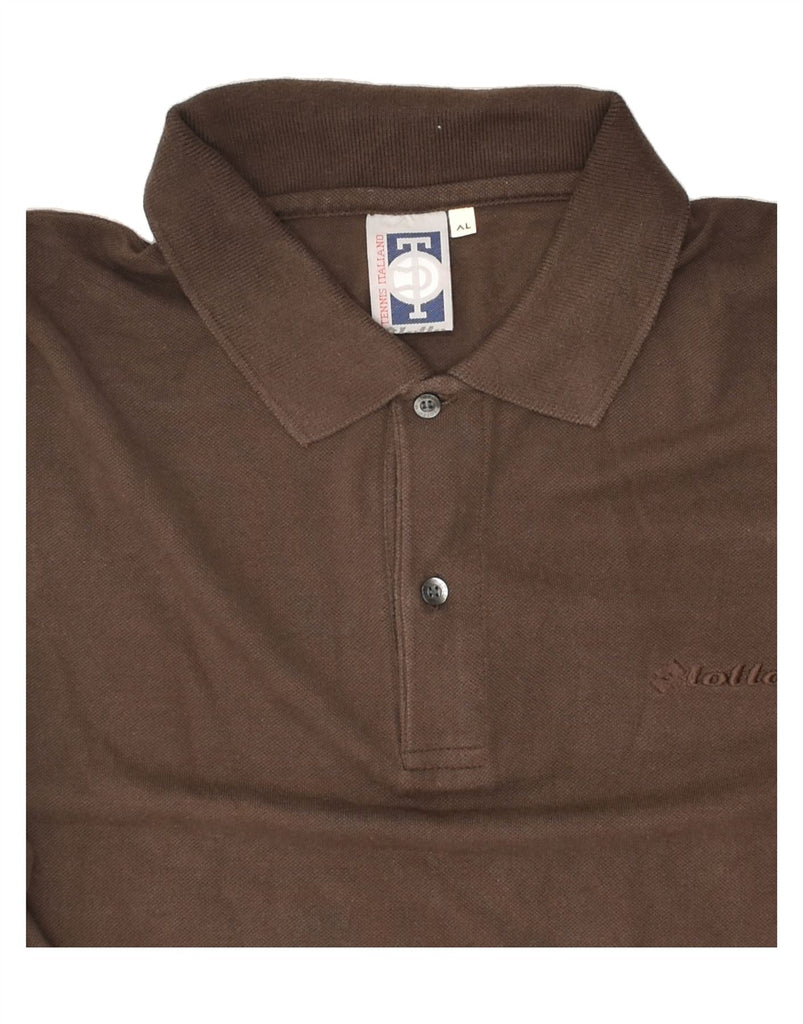 LOTTO Mens Long Sleeve Polo Shirt XL Brown Cotton | Vintage Lotto | Thrift | Second-Hand Lotto | Used Clothing | Messina Hembry 