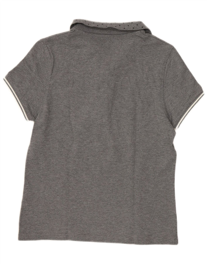 Fred Perry Womens Polo Shirt UK 12 Medium Grey Spotted Cotton