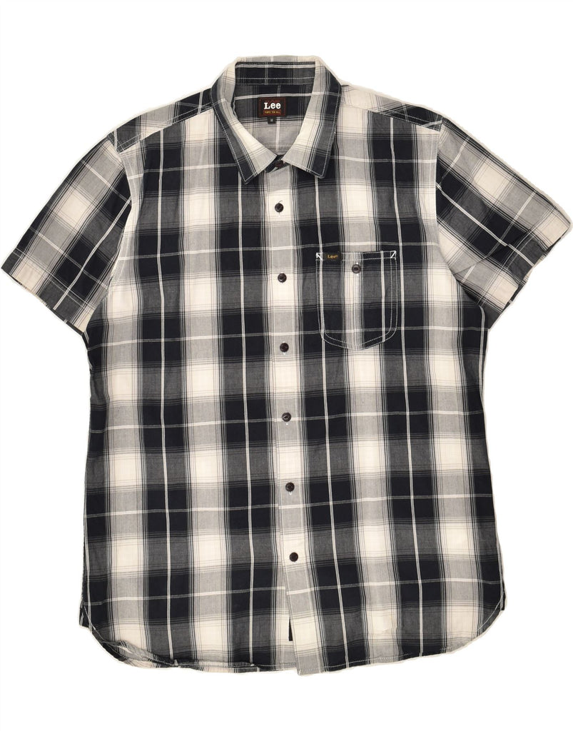 LEE Mens Short Sleeve Shirt Medium Black Check Cotton | Vintage Lee | Thrift | Second-Hand Lee | Used Clothing | Messina Hembry 