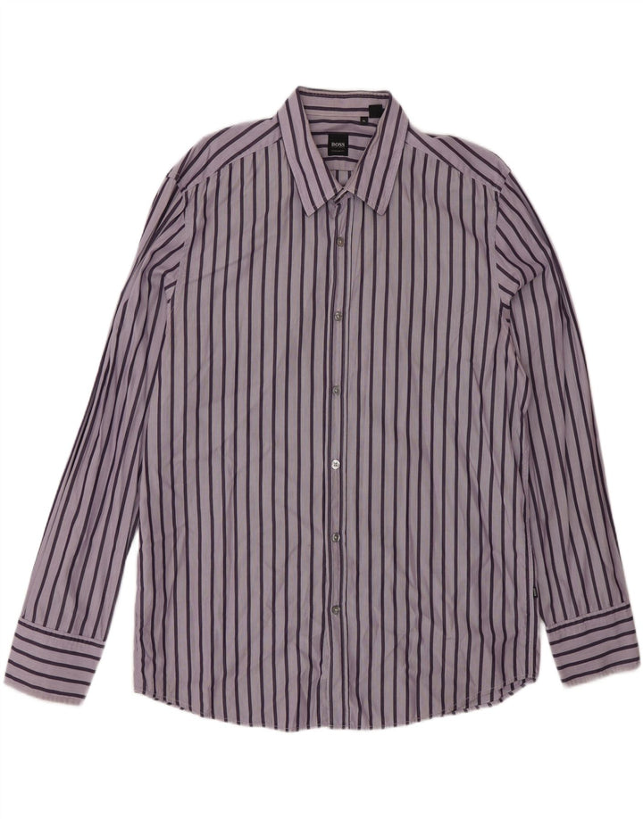 Hugo Boss Mens Regular Fit Shirt XL Purple Striped