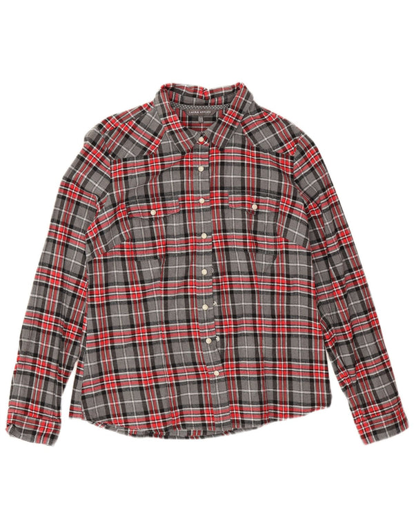 Laura Ashley Womens Flannel Shirt UK 14 Large Grey Check Cotton