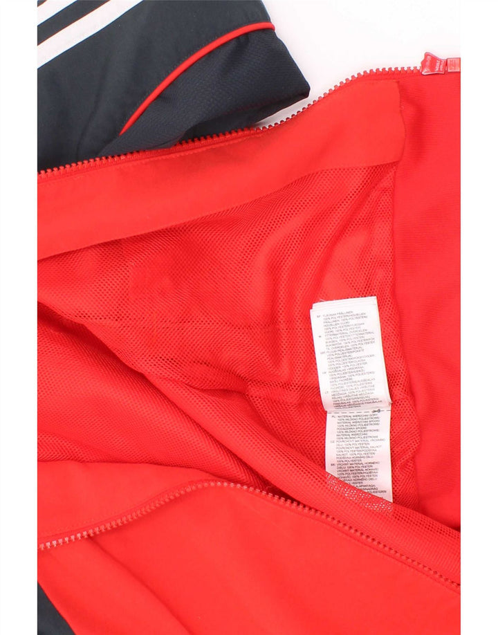 Adidas Boys Tracksuit Top Jacket 3-4 Years Red Colourblock Polyester