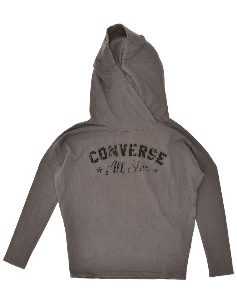 CONVERSE Womens Oversized Graphic Hoodie Jumper UK 6 XS Grey Cotton Vintage Converse and Second-Hand Converse from Messina Hembry 