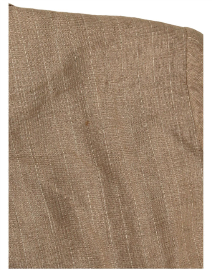 Zara Womens 1 Button Blazer Jacket UK 18 XL Beige Pinstripe Polyester