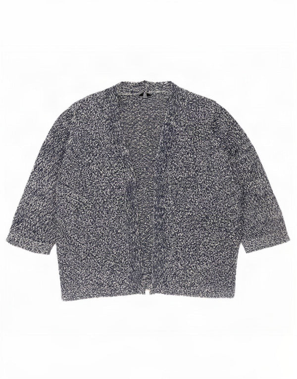M&Co Womens 3/4 Sleeve Open Cardigan Sweater UK 24 4XL Navy Blue Flecked