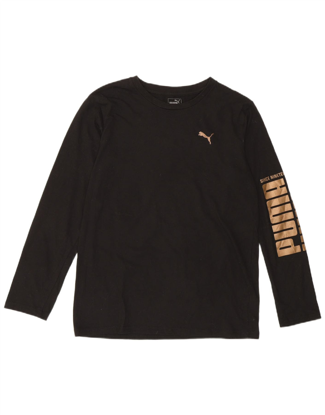 PUMA Girls Graphic Top Long Sleeve 15-16 Years XL  Black Cotton