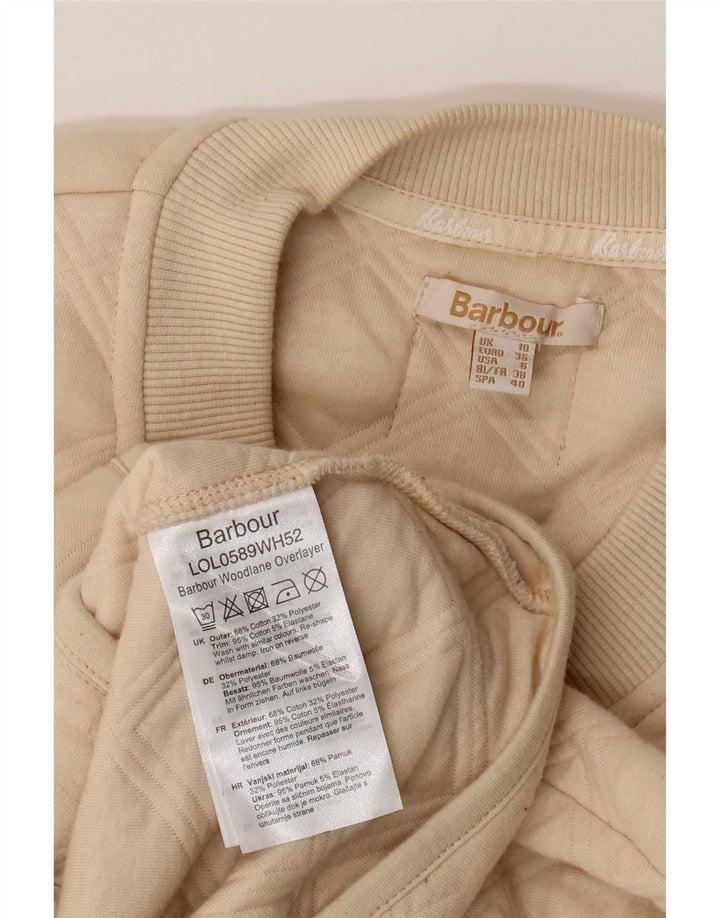Barbour Womens Oversized Quilted Jacket UK 10 Small Beige Cotton