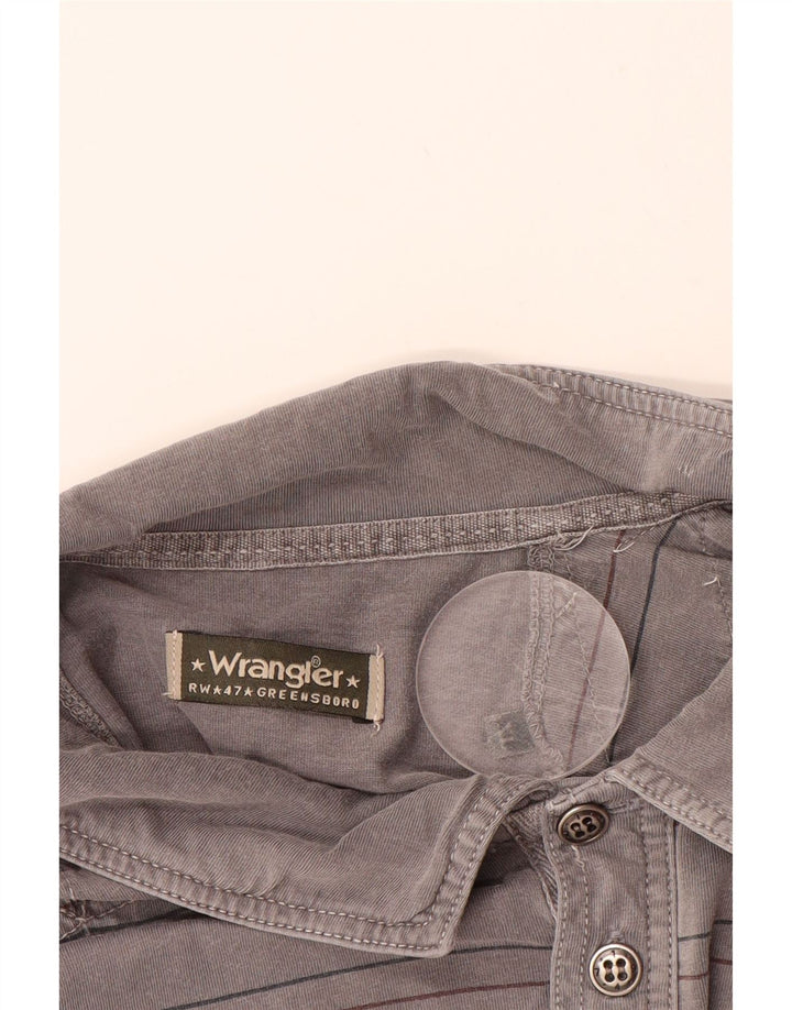 WRANGLER Mens Polo Shirt XL Grey Striped Cotton