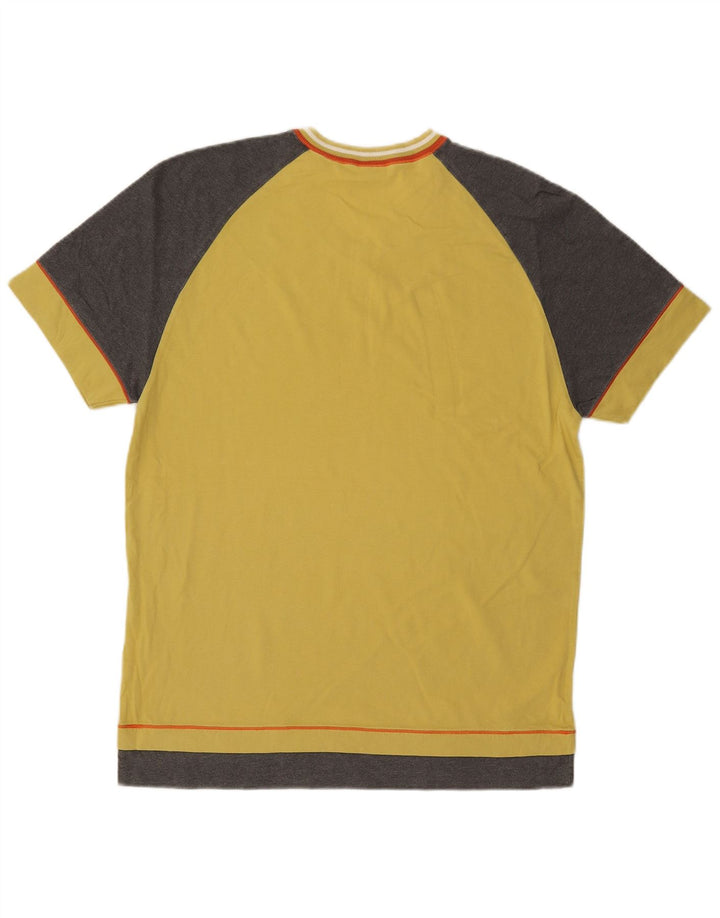 Fila Mens Graphic T-Shirt Top Medium Yellow Colourblock Cotton