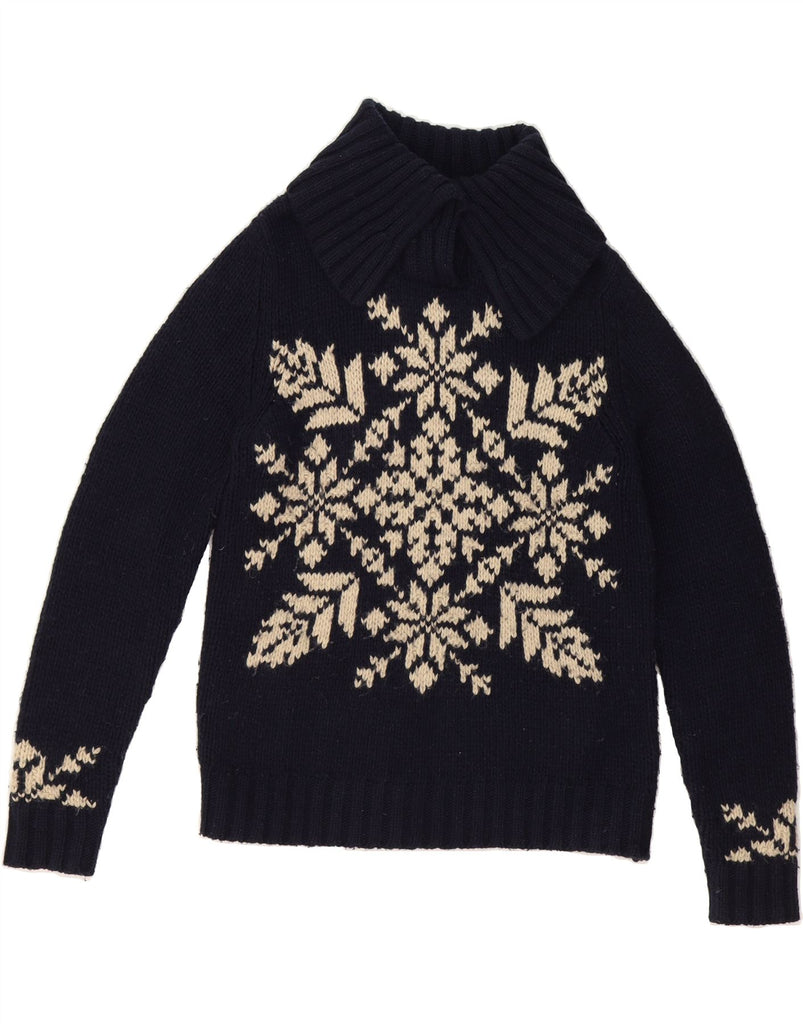 EDDIE BAUER Womens Polo Neck Jumper Sweater UK 14 Medium Navy Blue Vintage Eddie Bauer and Second-Hand Eddie Bauer from Messina Hembry 
