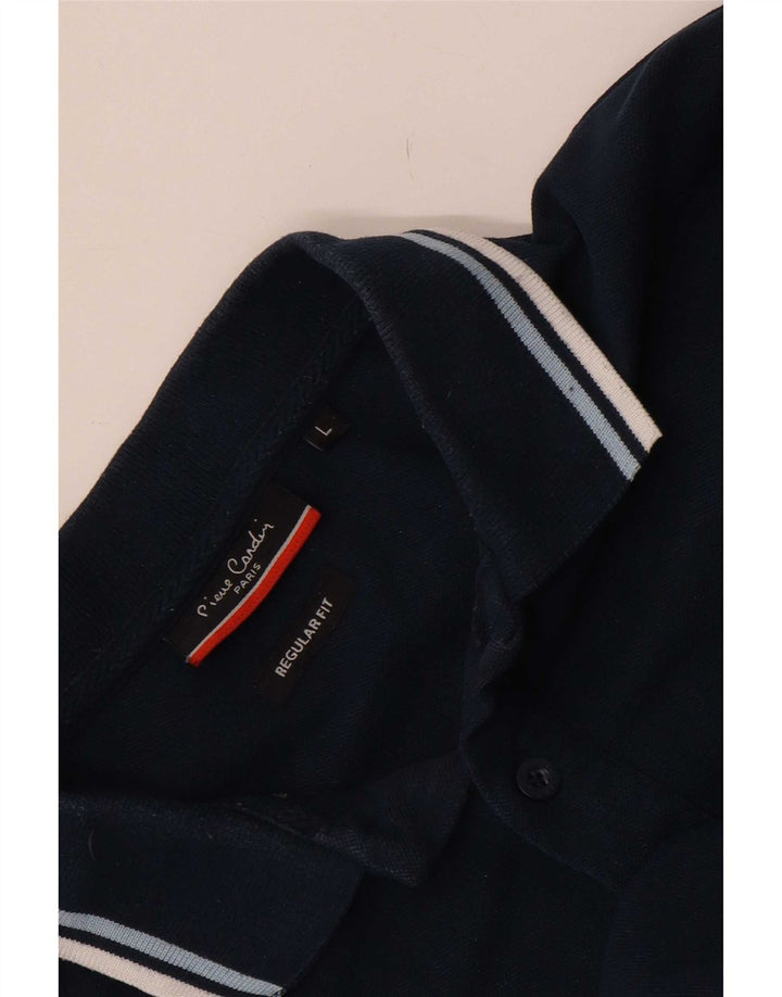 Pierre Cardin Mens Regular Fit Polo Shirt Large Navy Blue Striped