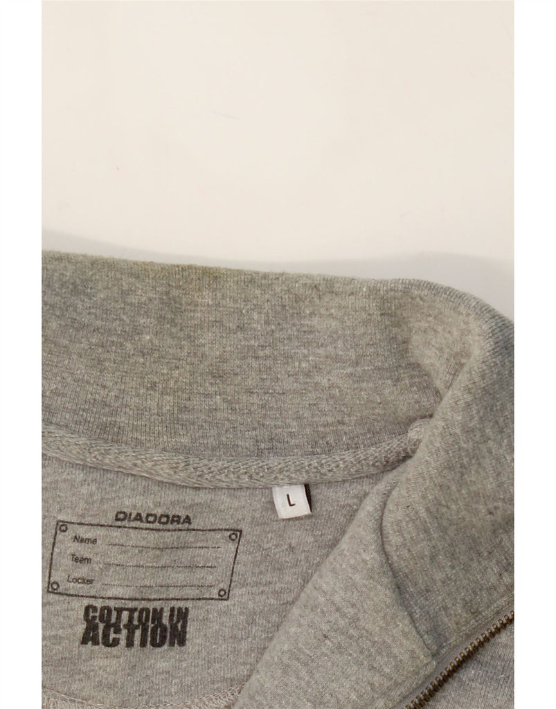DIADORA Mens Zip Neck Sweatshirt Jumper Large Grey Cotton Vintage Diadora and Second-Hand Diadora from Messina Hembry 