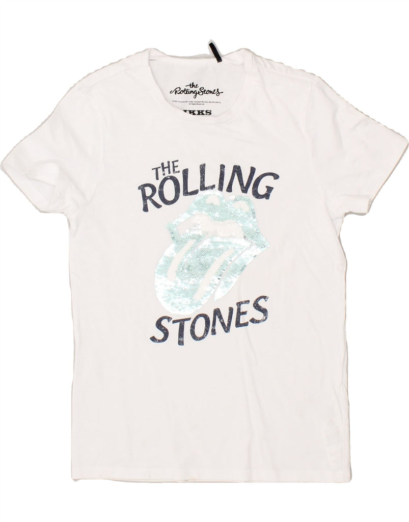 THE ROLLING STONES Girls Graphic T-Shirt Top 7-8 Years White Cotton | Vintage The Rolling Stones | Thrift | Second-Hand The Rolling Stones | Used Clothing | Messina Hembry 