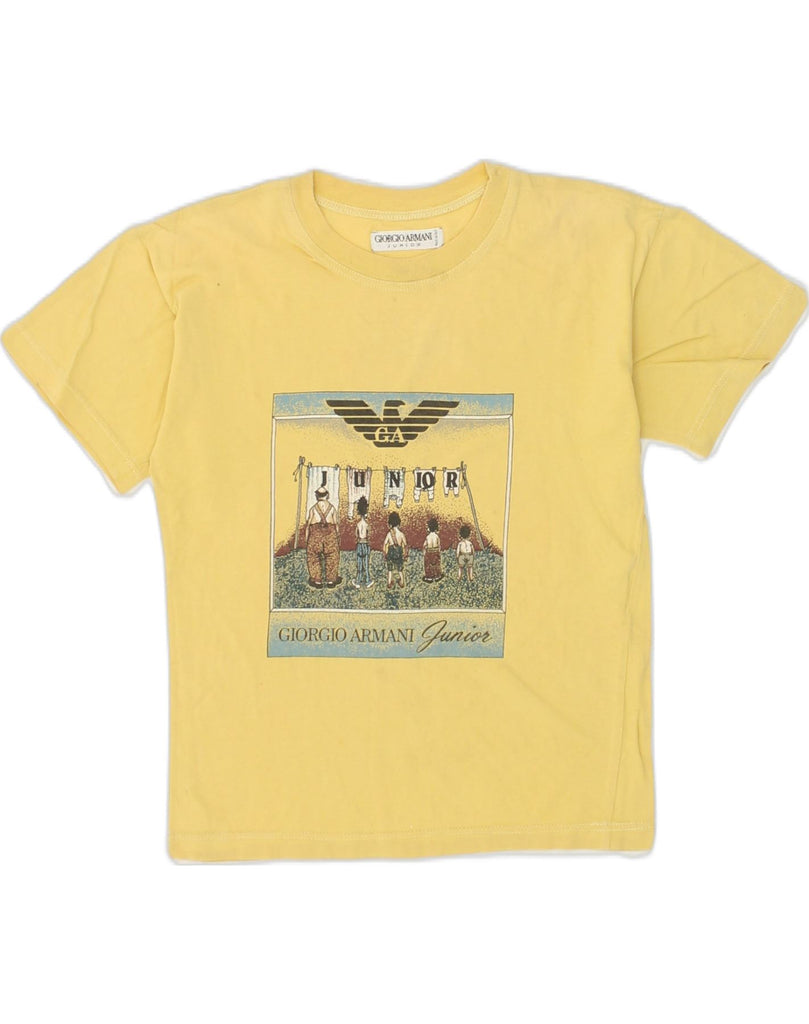 GIORGIO ARMANI Boys Graphic T-Shirt Top 8-9 Years Yellow Cotton | Vintage Giorgio Armani | Thrift | Second-Hand Giorgio Armani | Used Clothing | Messina Hembry 