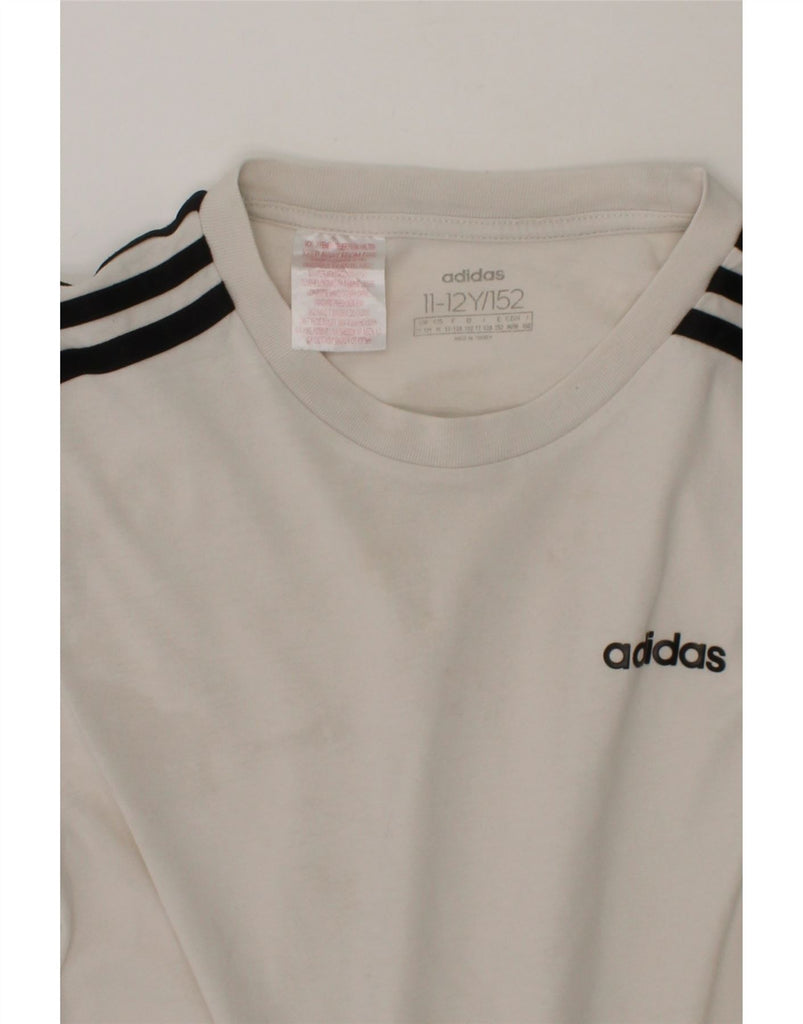 ADIDAS Boys T-Shirt Top 11-12 Years White Cotton Vintage Adidas and Second-Hand Adidas from Messina Hembry 