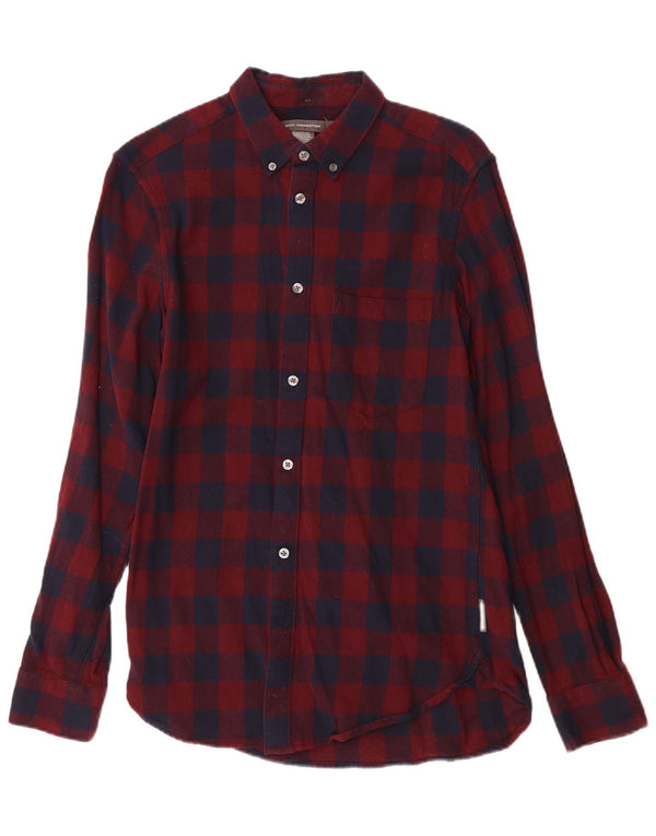 French Connection Mens Flannel Shirt Small Red Gingham Cotton
