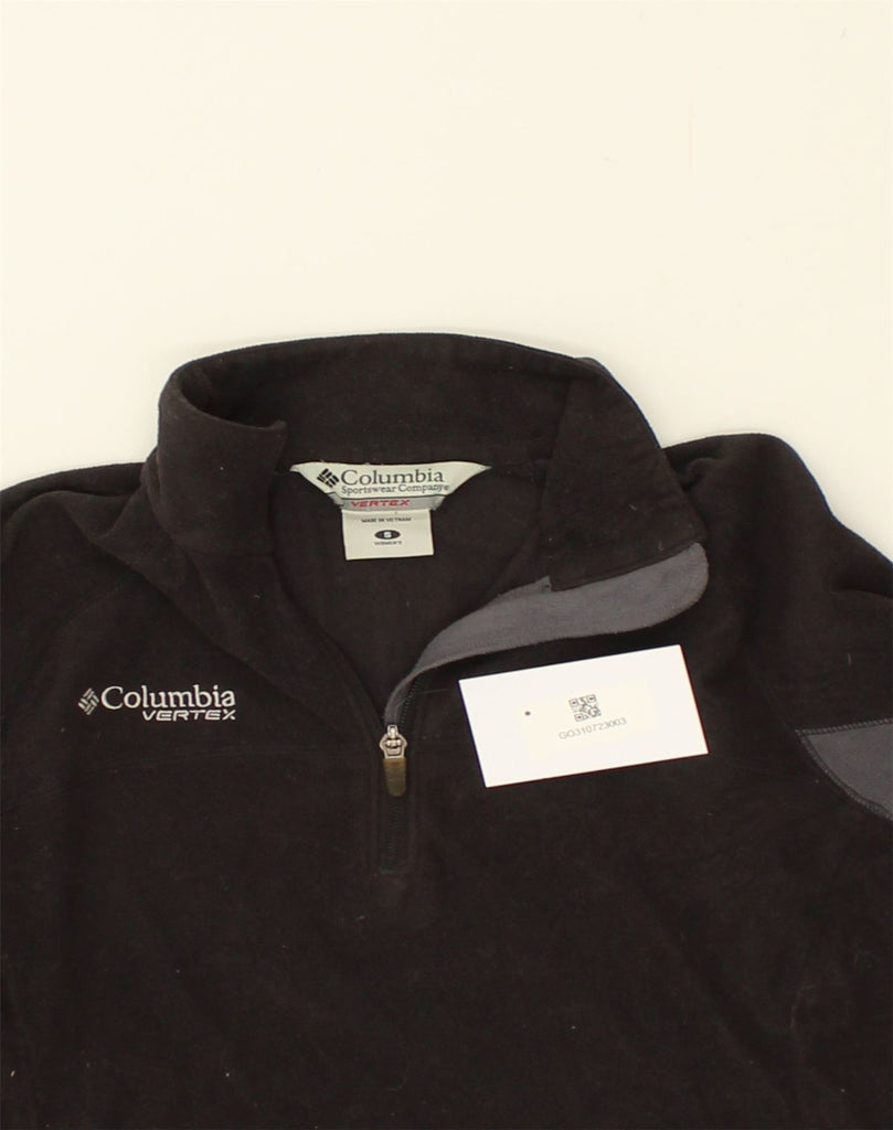 COLUMBIA Womens Zip Neck Fleece Jumper UK 10 Small Black Polyester | Vintage Columbia | Thrift | Second-Hand Columbia | Used Clothing | Messina Hembry 