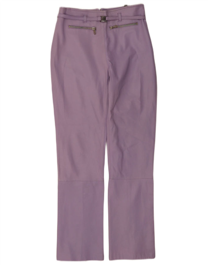 Vintage Womens Leather Trousers IT 44 Medium W28 L32 Purple Leather