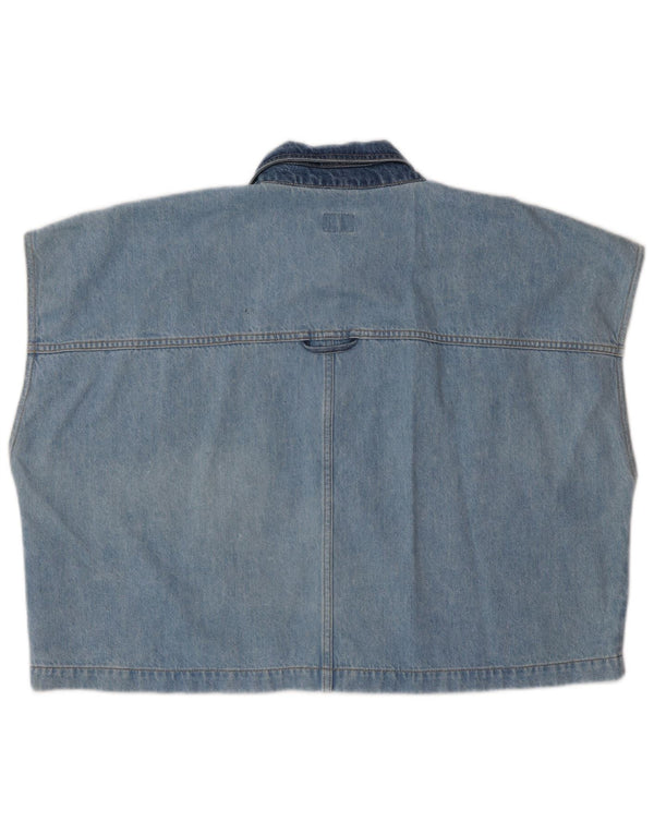 Mustang Womens Crop Denim Gilet UK 22 3XL Blue Cotton