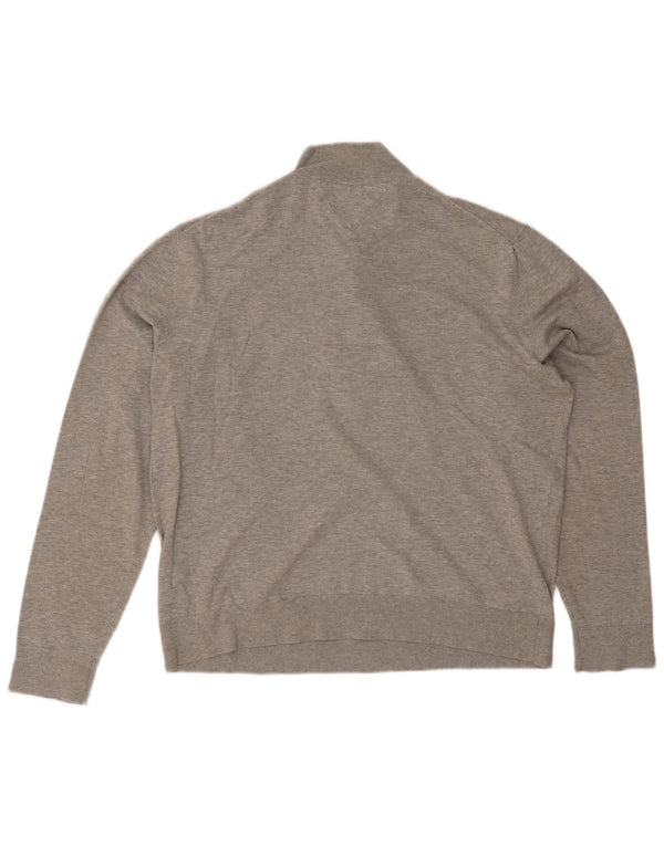 Tommy Hilfiger Mens Button Neck Jumper Sweater 2XL Grey Cotton