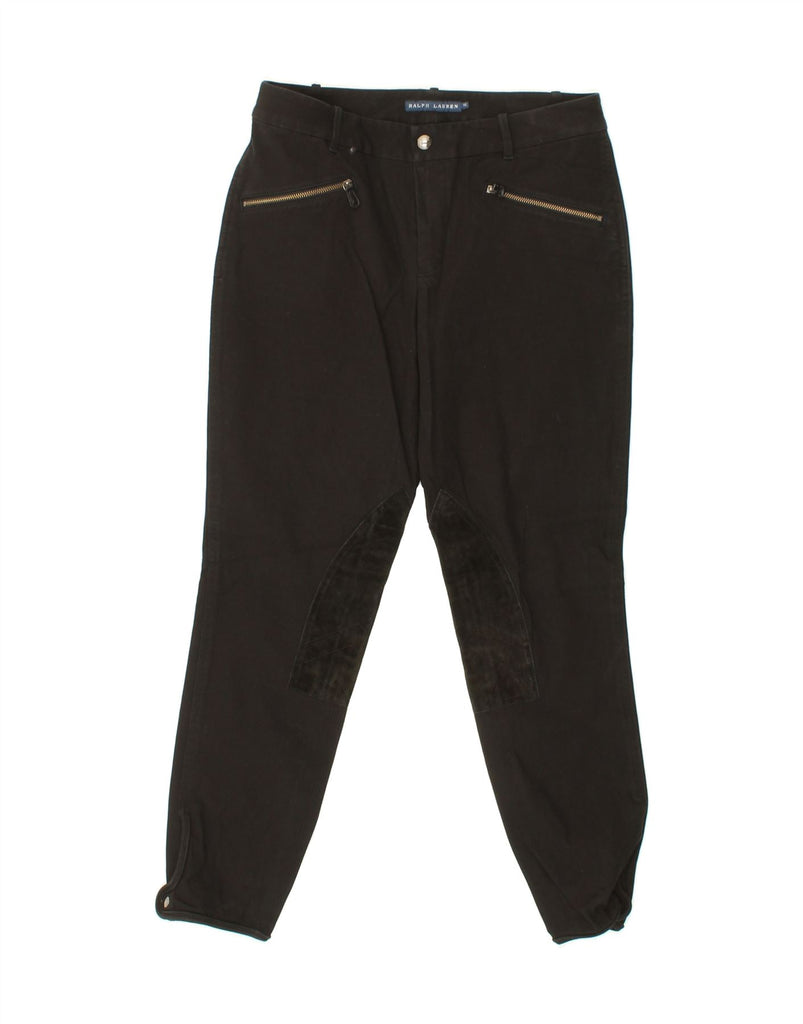RALPH LAUREN Womens Slim Casual Trousers US 10 Large W32 L27 Black Cotton Vintage Ralph Lauren and Second-Hand Ralph Lauren from Messina Hembry 