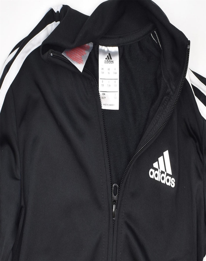 ADIDAS Boys Tracksuit Top Jacket 7-8 Years Black Polyester | Vintage | Thrift | Second-Hand | Used Clothing | Messina Hembry 