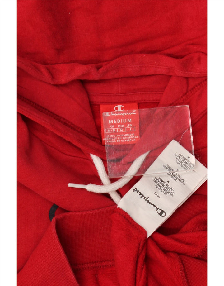 Champion Mens Graphic Hoodie Jumper Medium Red Cotton