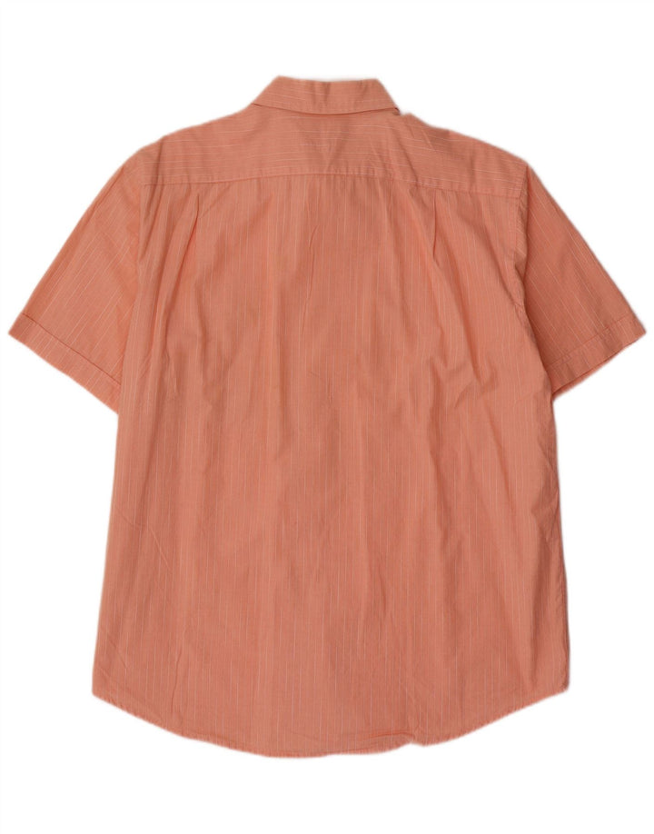 IZOD Mens Short Sleeve Shirt Large Orange Striped Cotton