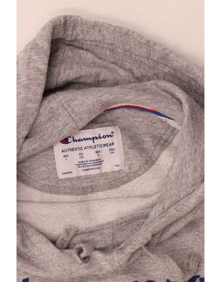 Champion Mens Graphic Hoodie Jumper Large Grey Flecked