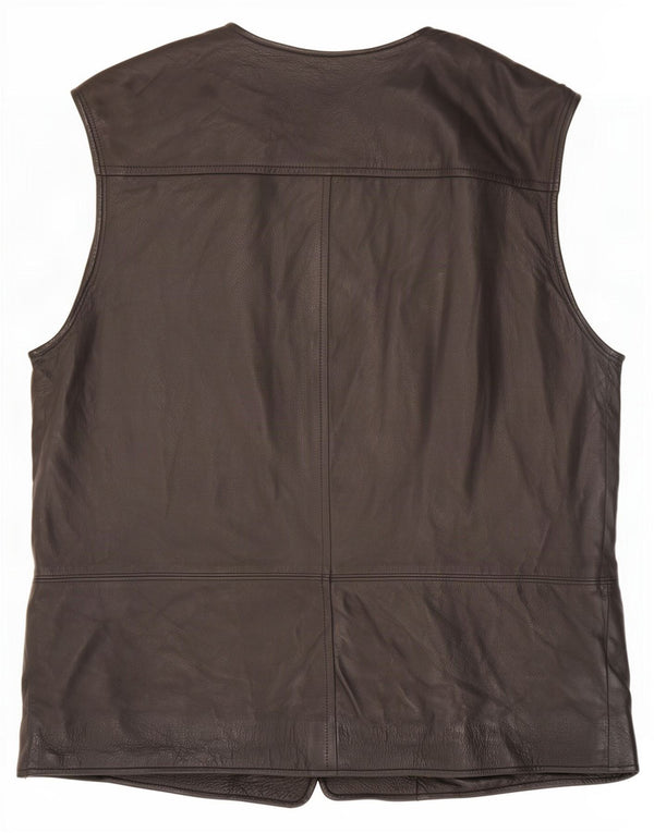 Vintage Mens Leather Gilet UK 42 XL Black