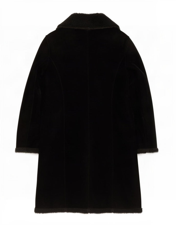 Sisley Womens Sherpa Overcoat UK 10 Small Black Polyester