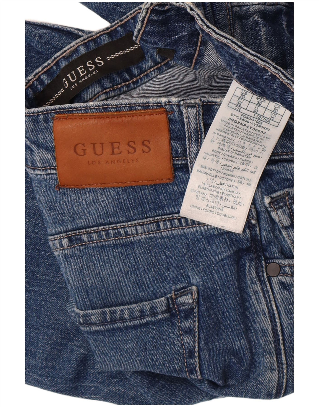 Guess Mens Regular Denim Shorts W30 Medium Blue Cotton