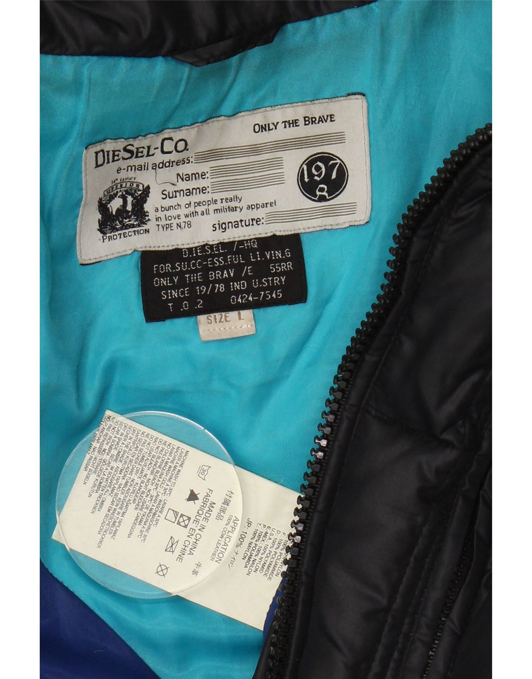 DIESEL Womens Padded Jacket UK 16 Large Black Nylon Vintage Diesel and Second-Hand Diesel from Messina Hembry 