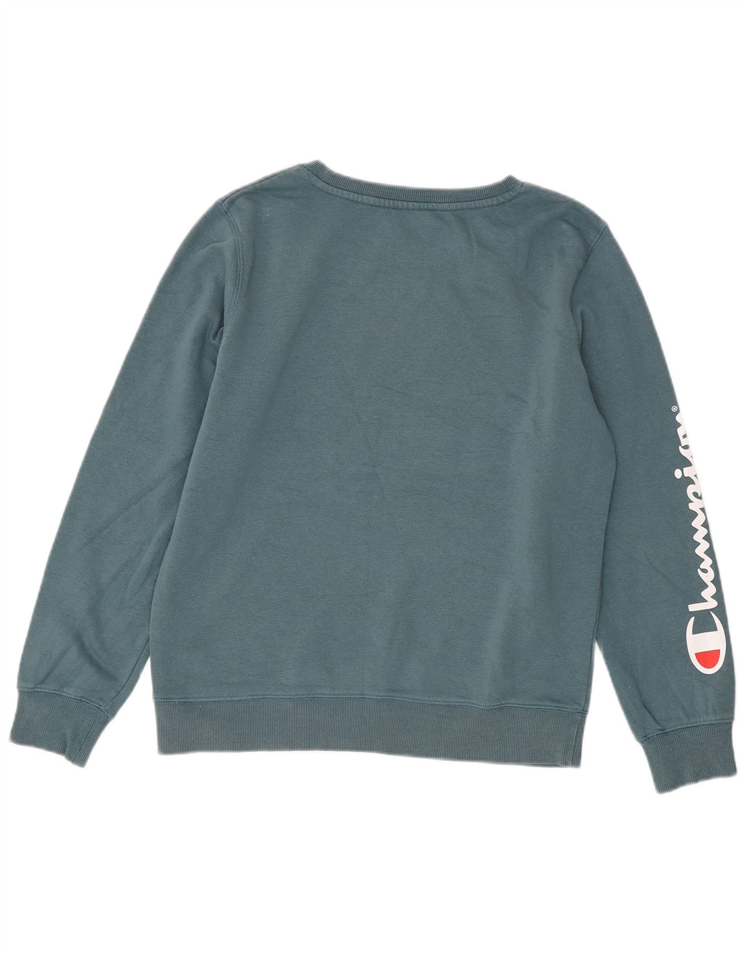 Champion Womens Graphic Sweatshirt Jumper UK 14 Medium Blue Cotton