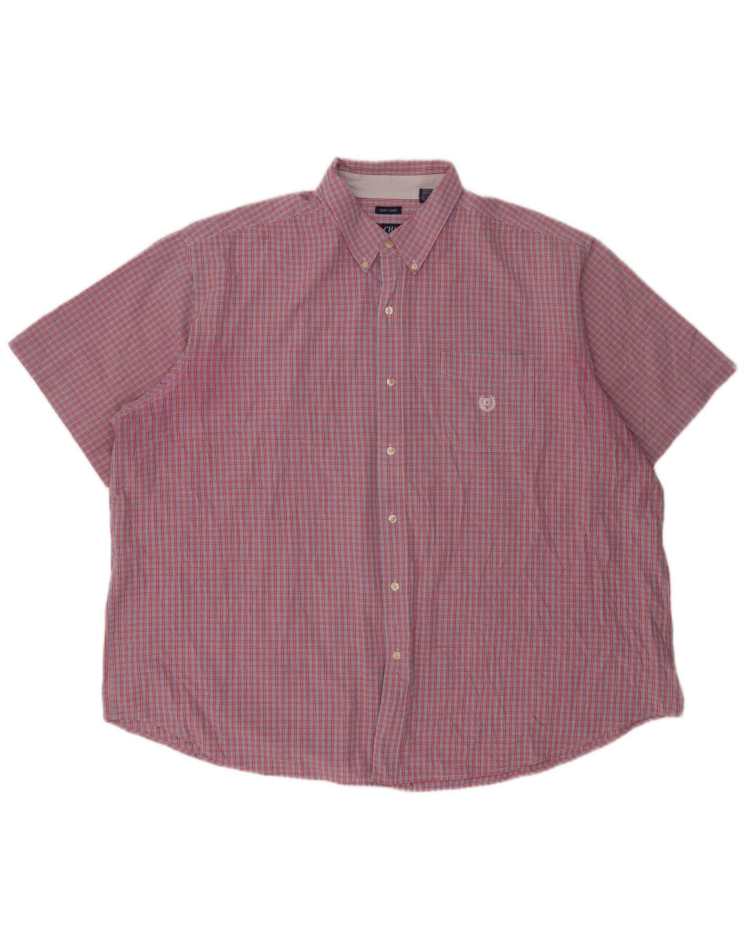 Chaps Mens Easy Care Short Sleeve Shirt 4XL Red Check Cotton