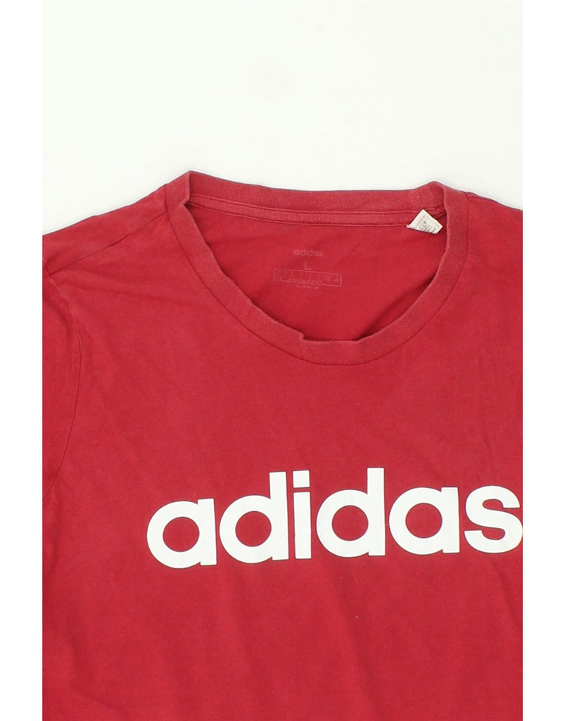 ADIDAS Womens Graphic T-Shirt Top UK 14/16 Large Red Cotton | Vintage Adidas | Thrift | Second-Hand Adidas | Used Clothing | Messina Hembry 