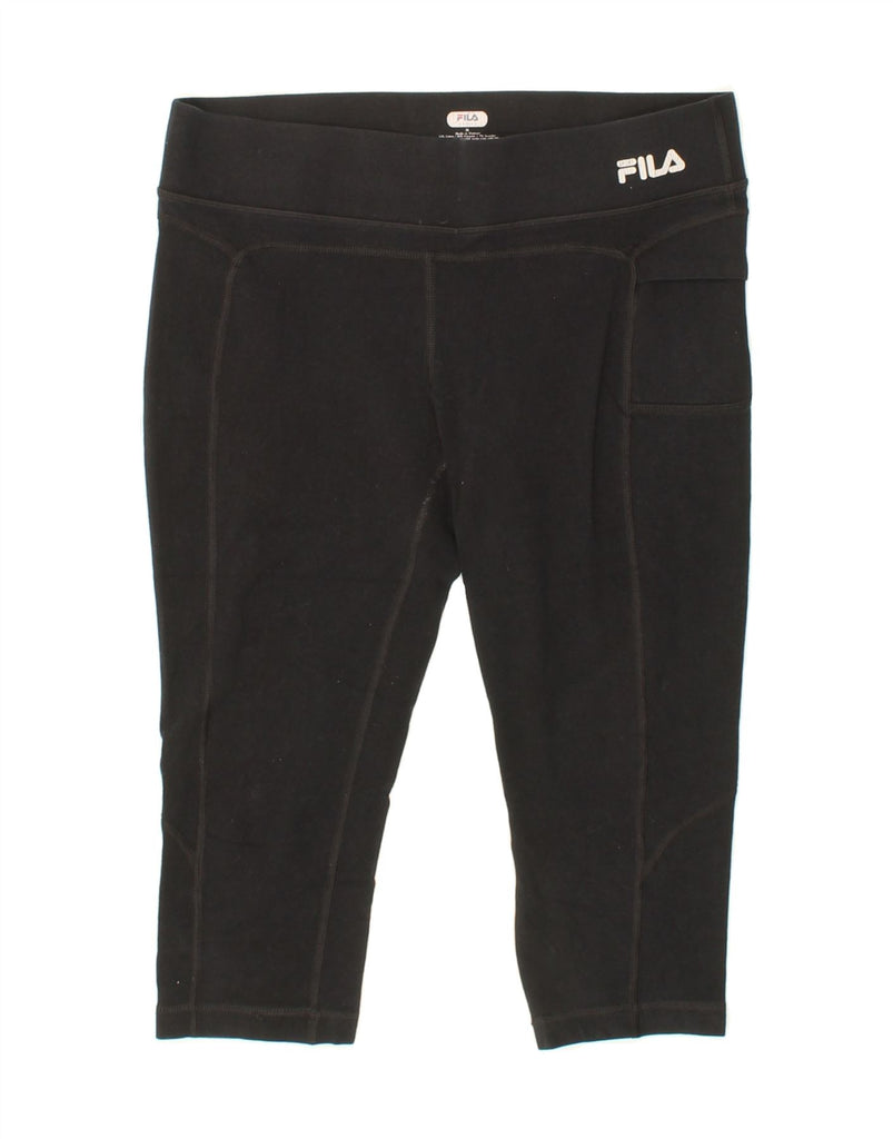 FILA Womens Capri Leggings UK 14 Medium  Black Vintage Fila and Second-Hand Fila from Messina Hembry 