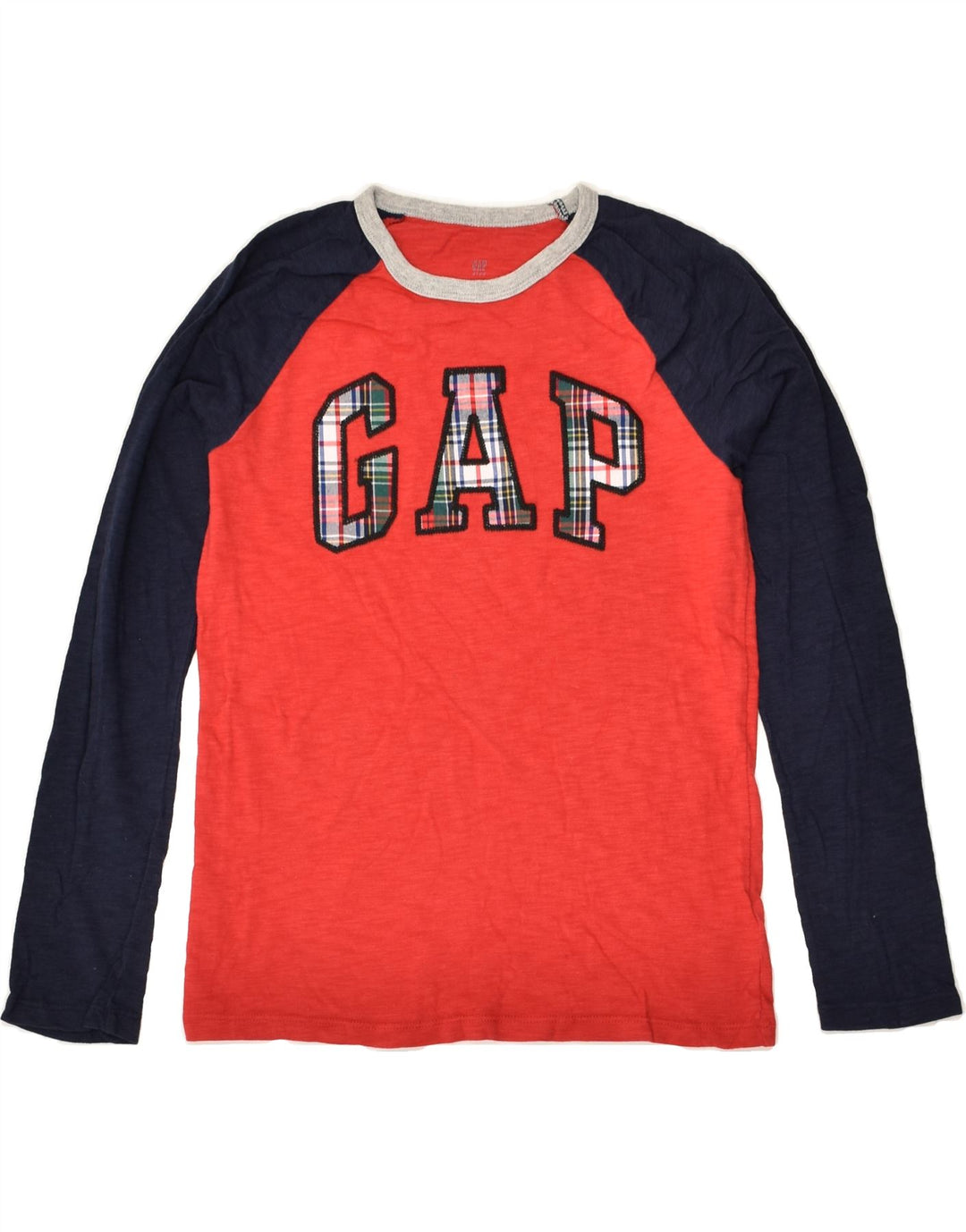GAP Boys Graphic Top Long Sleeve 8-9 Years Large Red Colourblock Cotton | Vintage Gap | Thrift | Second-Hand Gap | Used Clothing | Messina Hembry 
