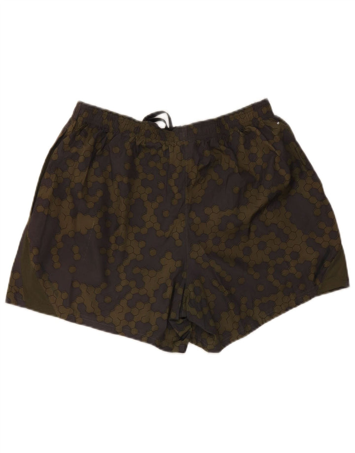 New Balance Mens Swimming Shorts Medium Khaki Geometric Polyester