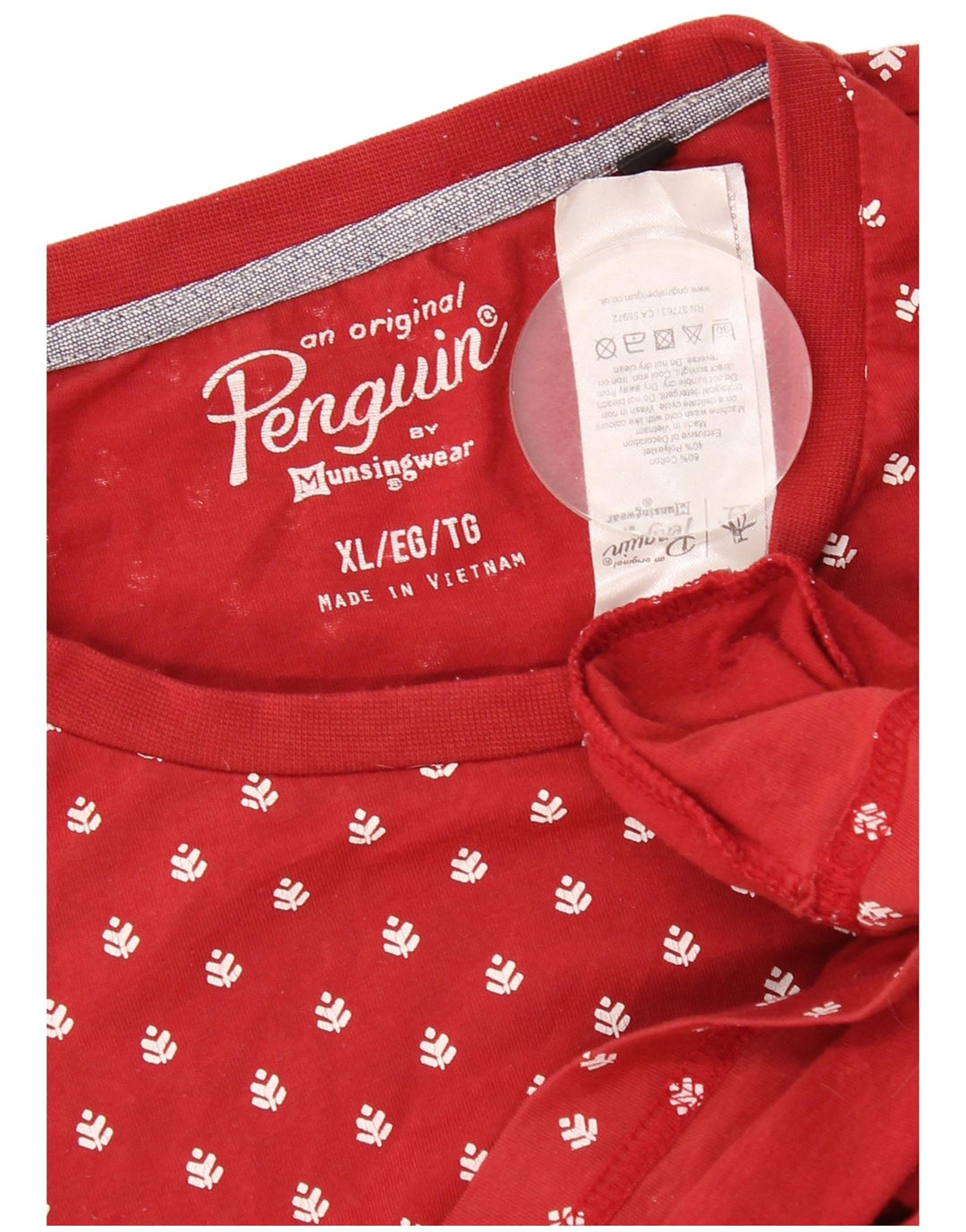 Penguin Mens T-Shirt Top XL Red Spotted Cotton