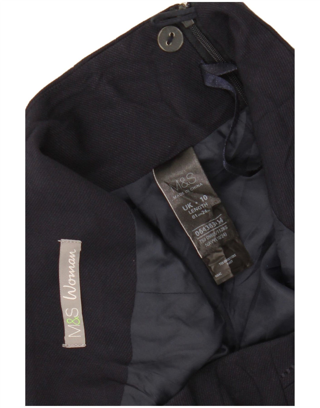 MARKS & SPENCER Womens Straight Skirt UK 10 Small W30 Navy Blue Polyester